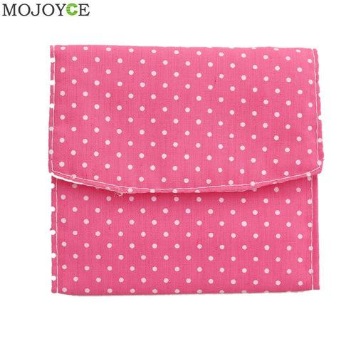 Cotton Women Mini Sanitary Bag Napkins Towel Pads Storage Bag Purse Clutch Dots Print Bag Case Organized Color Random ELY