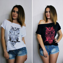 Cotton Style T-Shirt Women Clothing T-shirts Tops Owl Animal Print Casual Loose Short Sleeve O-neck Tees ELY