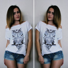 Cotton Style T-Shirt Women Clothing T-shirts Tops Owl Animal Print Casual Loose Short Sleeve O-neck Tees ELY