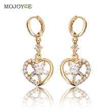 18k Gold Plated Heart Shaped Shining Rhinestones Pendant Eardrop Earrings 1STL ELY