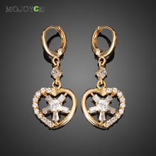 18k Gold Plated Heart Shaped Shining Rhinestones Pendant Eardrop Earrings 1STL ELY