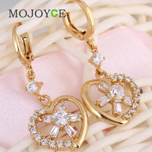 18k Gold Plated Heart Shaped Shining Rhinestones Pendant Eardrop Earrings 1STL ELY