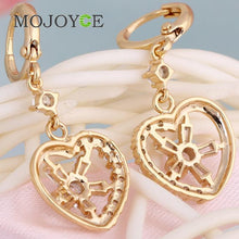 18k Gold Plated Heart Shaped Shining Rhinestones Pendant Eardrop Earrings 1STL ELY