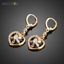 18k Gold Plated Heart Shaped Shining Rhinestones Pendant Eardrop Earrings 1STL ELY