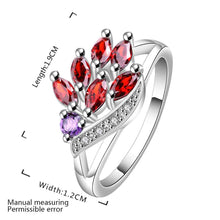 silver plated ring jewelry6 red and 1 blue stone ring 555 ELY