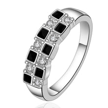 silver plated ring jewelry7 black square ring 619 ELY
