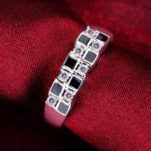 silver plated ring jewelry7 black square ring 619 ELY