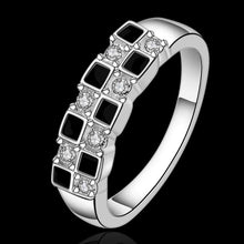 silver plated ring jewelry7 black square ring 619 ELY