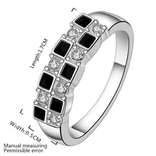 silver plated ring jewelry7 black square ring 619 ELY