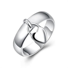 silver plated ring jewelryHanging Heart Lock ring 133 ELY