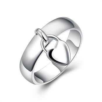 silver plated ring jewelryHanging Heart Lock ring 133 ELY