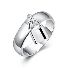 silver plated ring jewelryHanging Lock ring 14 ELY