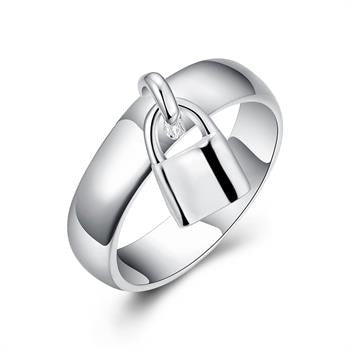 silver plated ring jewelryHanging Lock ring 14 ELY