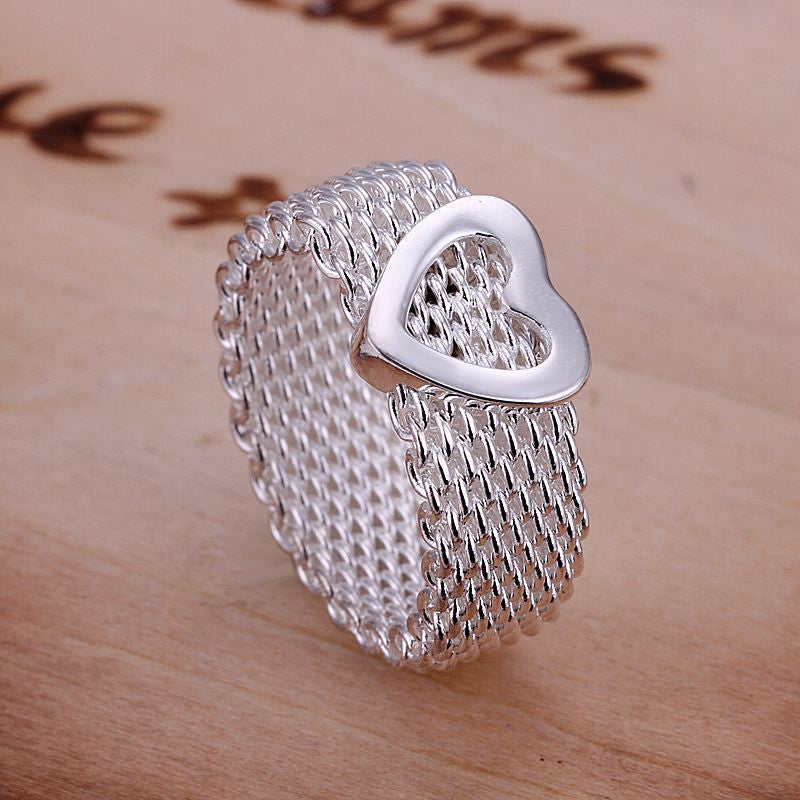silver plated ring jewelryHeart Network ring 43 ELY