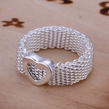 silver plated ring jewelryHeart Network ring 43 ELY