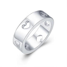 silver plated ring jewelryHollow Heart ring 11 ELY