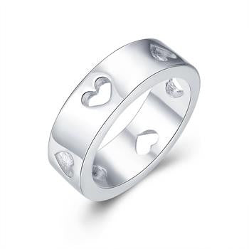 silver plated ring jewelryHollow Heart ring 11 ELY