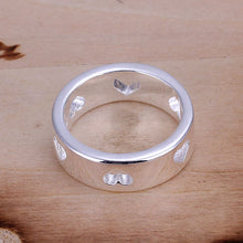 silver plated ring jewelryHollow Heart ring 11 ELY