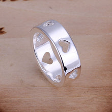 silver plated ring jewelryHollow Heart ring 11 ELY