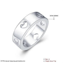 silver plated ring jewelryHollow Heart ring 11 ELY