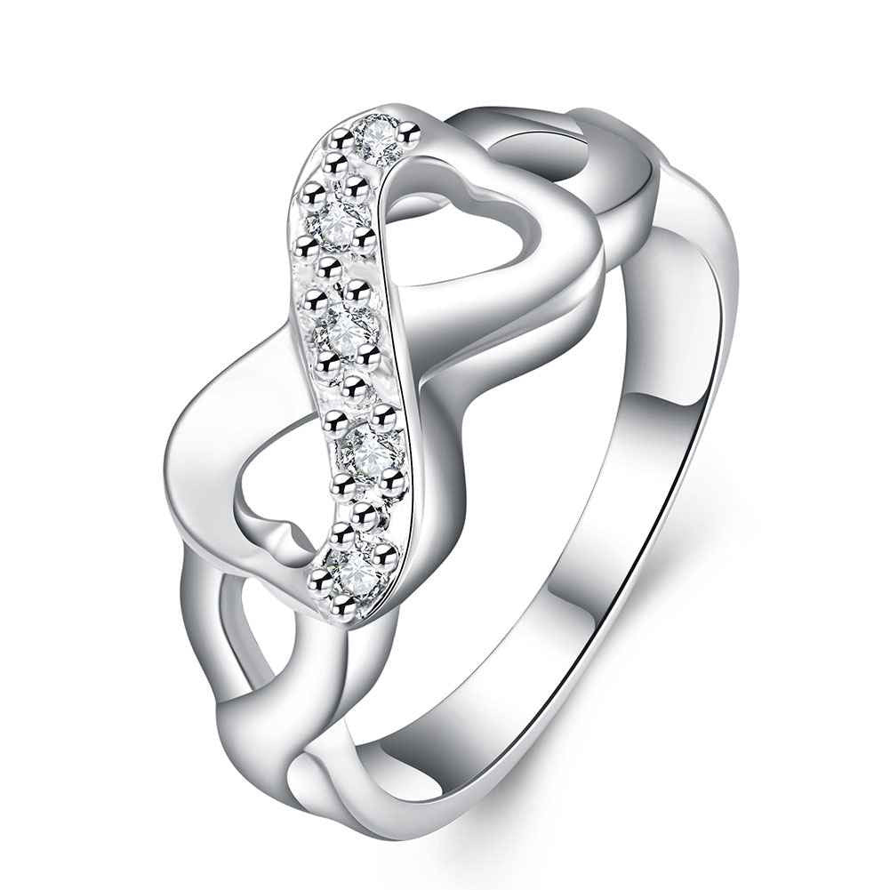 silver plated ring jewelryInlaid Stone 8 Wod ring 49 ELY