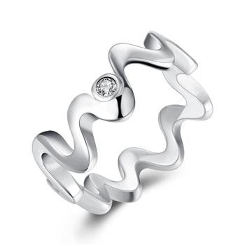 silver plated ring jewelryInlaid Stone Corrugated ring 29 ELY