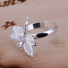 silver plated ring jewelryInlaid Stone Dragonfly ring 17 ELY
