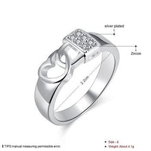 silver plated ring jewelryInlaid Stone Lock Heart ring 231 ELY