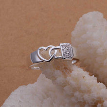 silver plated ring jewelryInlaid Stone Lock Heart ring 231 ELY