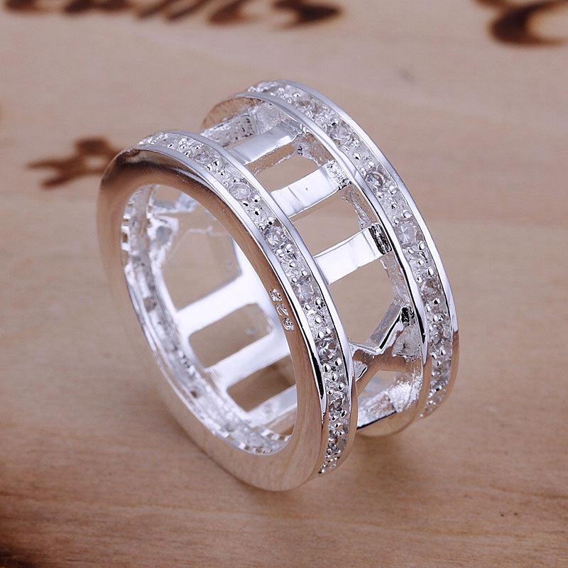 silver plated ring jewelryInlaid Stone Roman ring 2 ELY