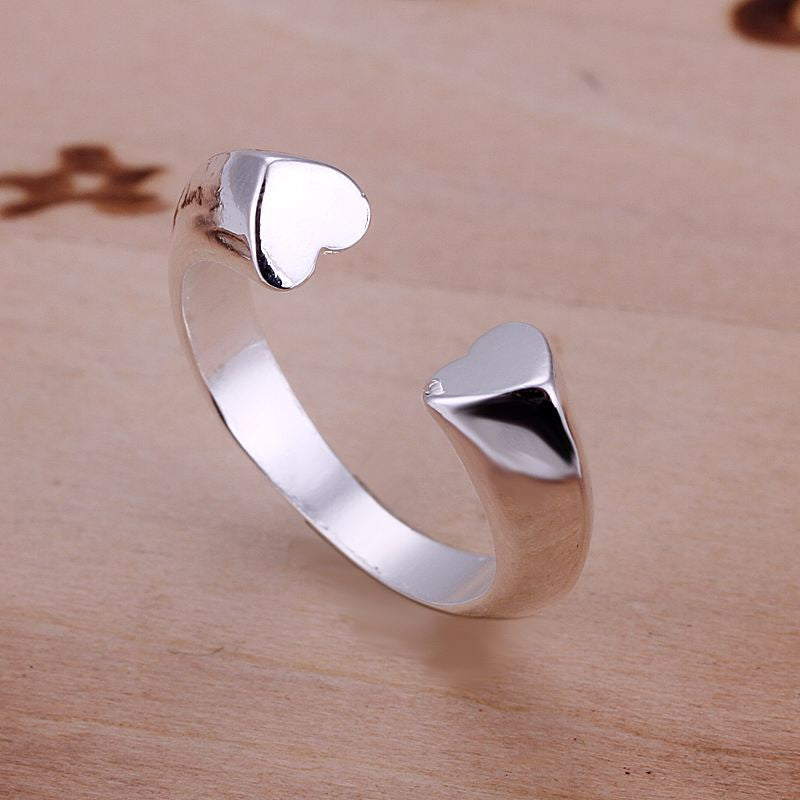 silver plated ring jewelryOpened Half Heart ring 3 ELY