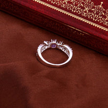 silver plated ring jewelryRetro purple stone ring 4 ELY