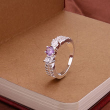 silver plated ring jewelryRetro purple stone ring 4 ELY