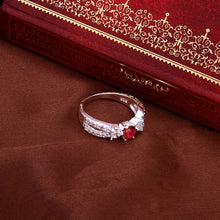 silver plated ring jewelryRetro red stone ring 4 1 ELY