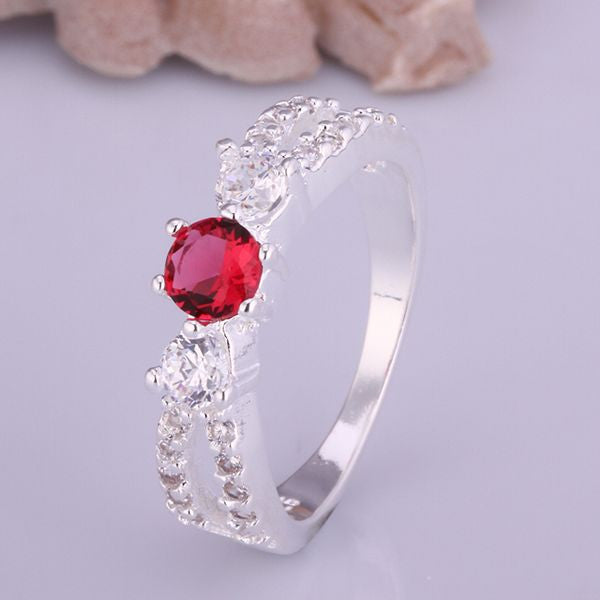 silver plated ring jewelryRetro red stone ring 4 1 ELY