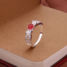 silver plated ring jewelryRetro red stone ring 4 1 ELY