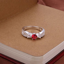 silver plated ring jewelryRetro red stone ring 4 1 ELY