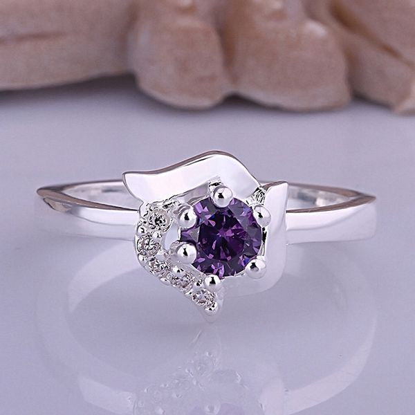 silver plated ring jewelrySquirrel purple stone ring 381 ELY