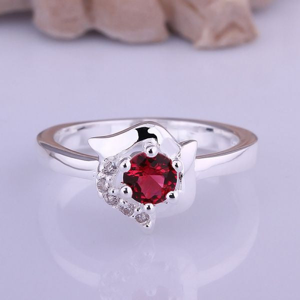 silver plated ring jewelrySquirrel red stone ring 382 ELY