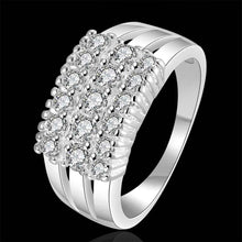 silver plated ring jewelryThree Rows Stone ring 143 ELY