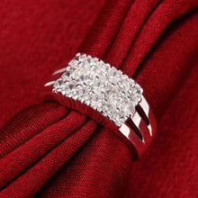 silver plated ring jewelryThree Rows Stone ring 143 ELY