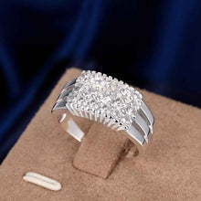 silver plated ring jewelryThree Rows Stone ring 143 ELY
