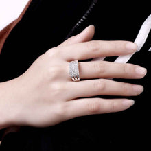 silver plated ring jewelryThree Rows Stone ring 143 ELY