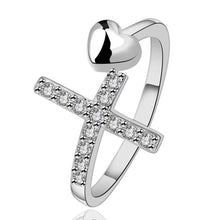 silver plated ring jewelrycrystal cross ring 592 ELY