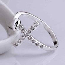 silver plated ring jewelrycrystal cross ring 592 ELY