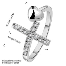 silver plated ring jewelrycrystal cross ring 592 ELY