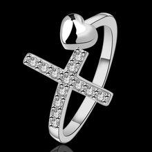 silver plated ring jewelrycrystal cross ring 592 ELY