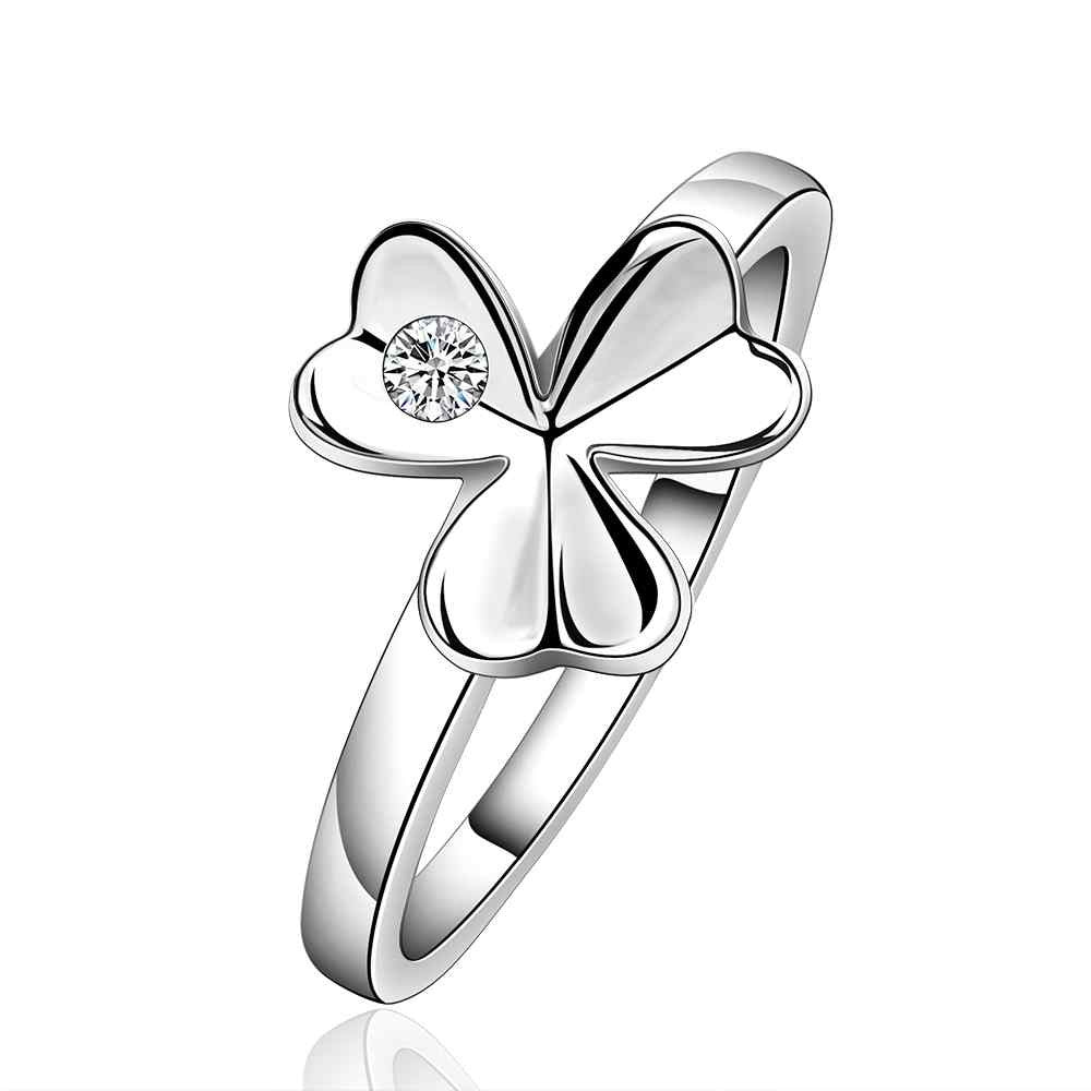 silver plated ring jewelryflower 3 face ring 59 ELY