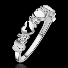 silver plated ring jewelryfour heart ring 6 ELY