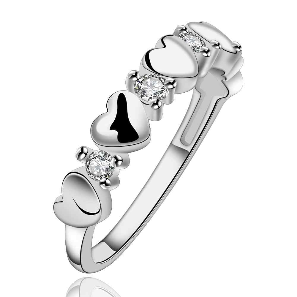silver plated ring jewelryfour heart ring 6 ELY